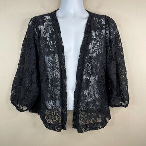 Whimsigoth Fairy Lace Jacket NWT XXL Black Going Out Layering Balloon Sleeves